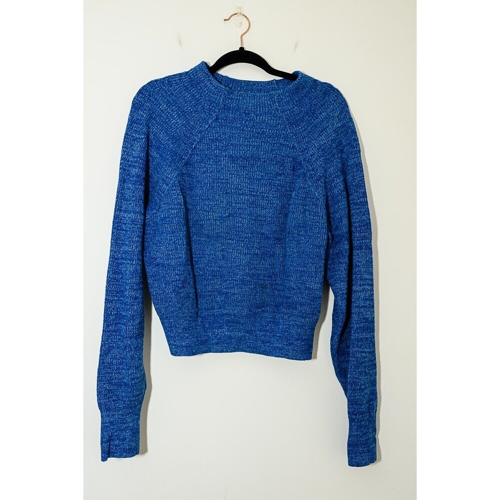 Free People Sweater M Blue Too Good Mock long sleeve relazed fit Cozy